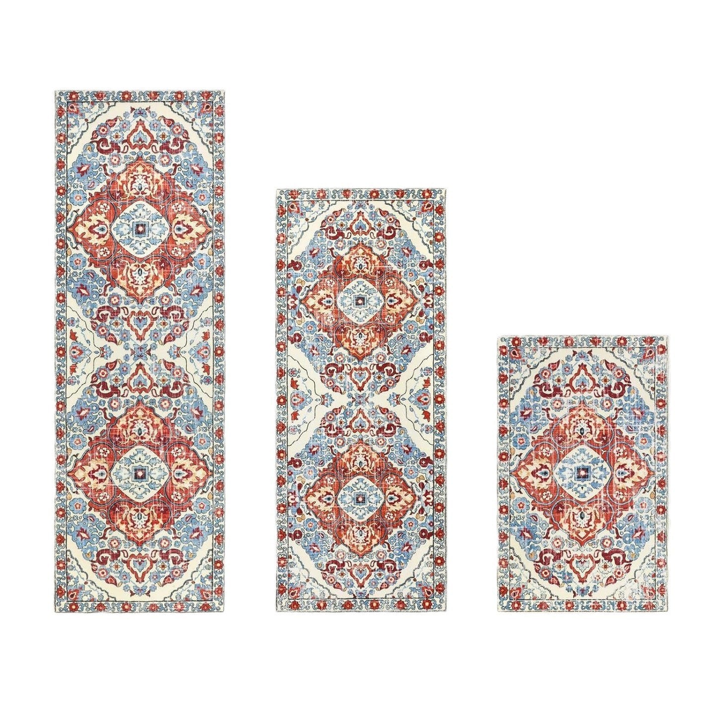 💖💖Πλένοντα χαλιά κουζίνας Boho σετ των 3 - Αντιολισθητικά χαλιά κουζίνας