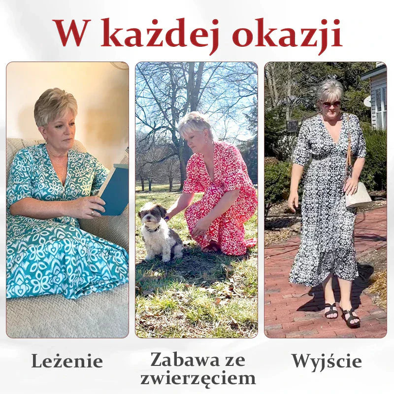 【S-5XL】🌸Μακρύ φόρεμα με V-print