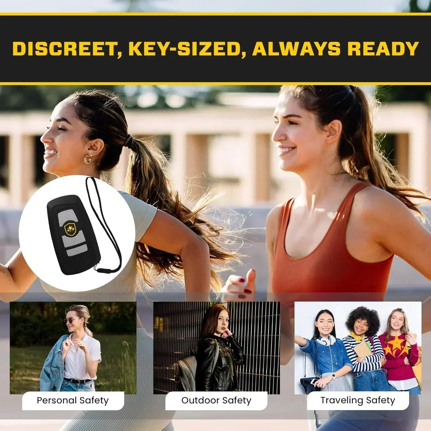 🔥 ⚡️ 3 az 1-ben sokkoló, zseblámpa és riasztó autós kulcstartó