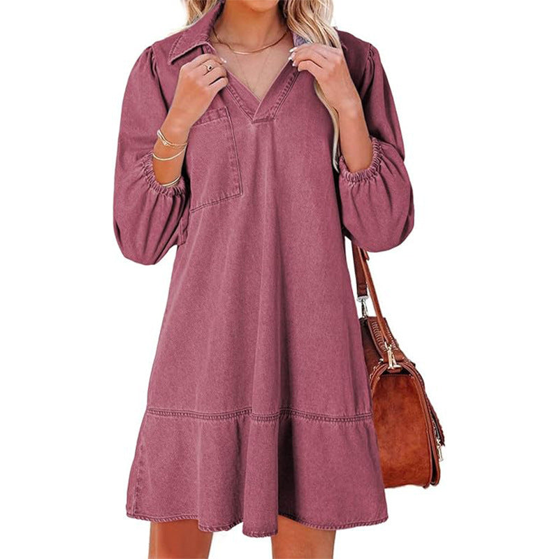 V-Neck Denim Dress — Where Comfort Meets Classic Style