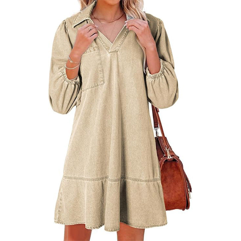 V-Neck Denim Dress — Where Comfort Meets Classic Style