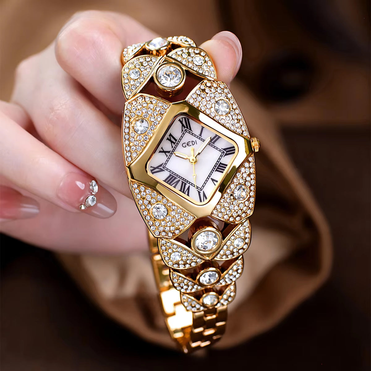 💎Γυναικείο Ρετρό Ρολόι Quartz με Λαμπερά Στρας⌚
