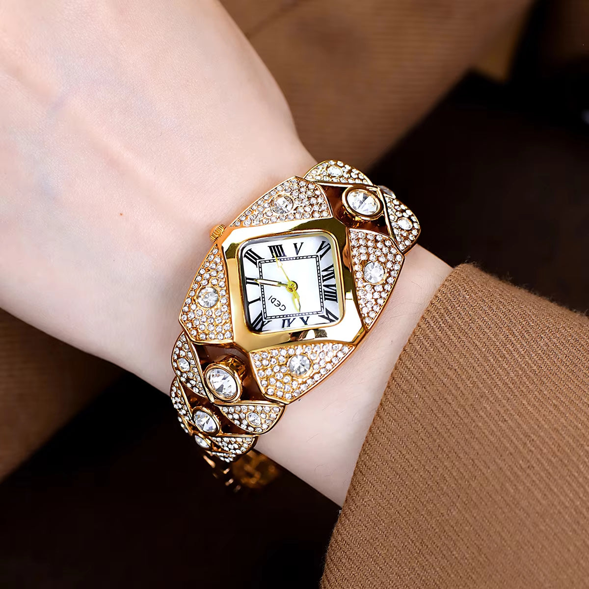 💎Γυναικείο Ρετρό Ρολόι Quartz με Λαμπερά Στρας⌚