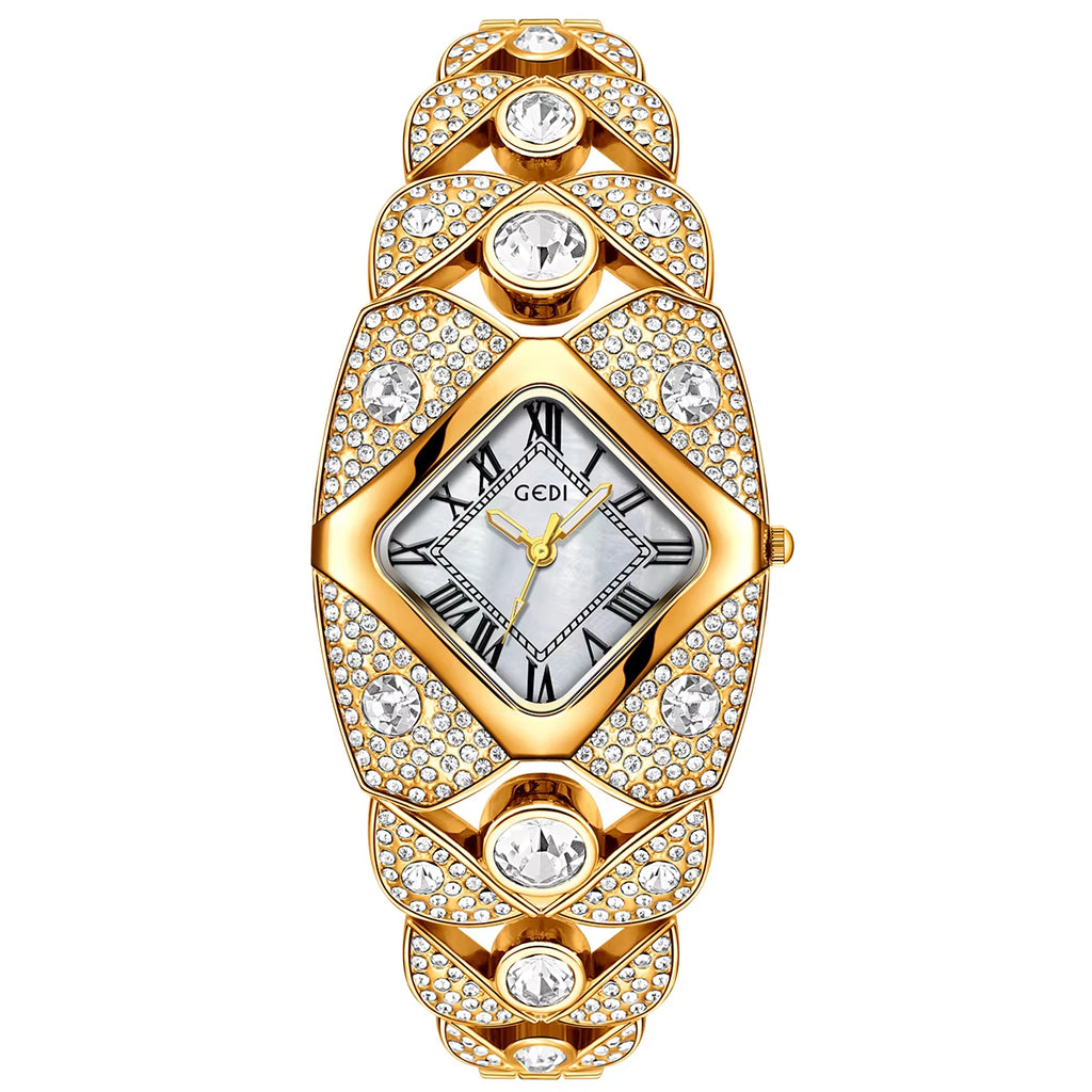 💎Γυναικείο Ρετρό Ρολόι Quartz με Λαμπερά Στρας⌚