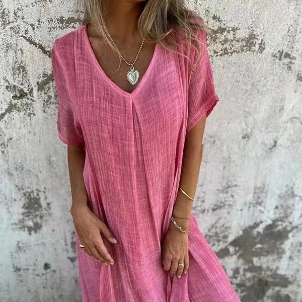【M-3XL】🎁Άνοιξη και καλοκαίρι άνετο βαμβακερό λινό φόρεμα