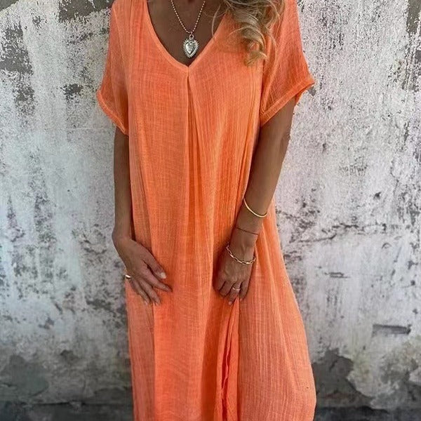 【M-3XL】🎁Άνοιξη και καλοκαίρι άνετο βαμβακερό λινό φόρεμα