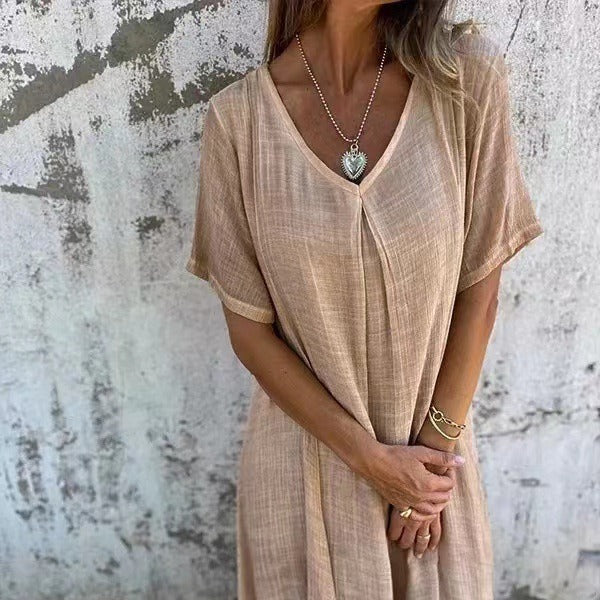 【M-3XL】🎁Άνοιξη και καλοκαίρι άνετο βαμβακερό λινό φόρεμα