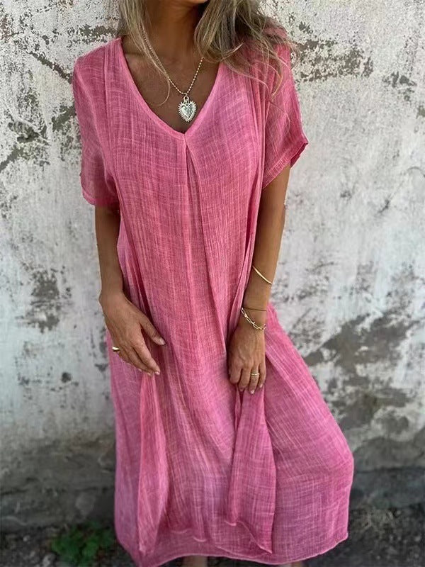 【M-3XL】🎁Άνοιξη και καλοκαίρι άνετο βαμβακερό λινό φόρεμα