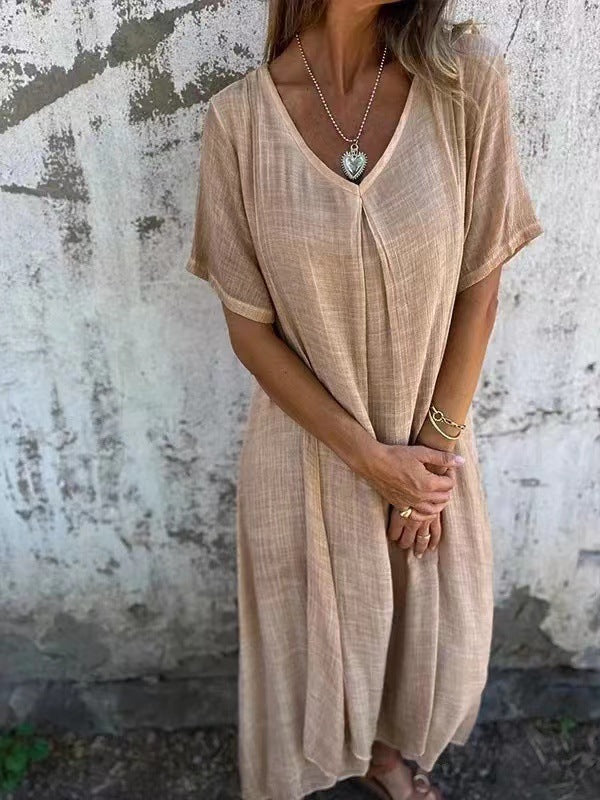 【M-3XL】🎁Άνοιξη και καλοκαίρι άνετο βαμβακερό λινό φόρεμα