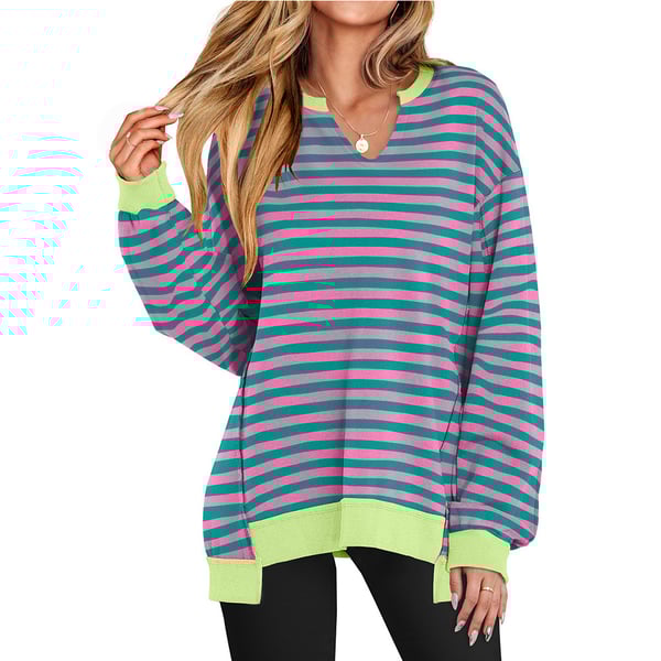 Γυναικείο oversized φούτερ με V λαιμόκοψη και μακριά μανίκια, ελαφρύ πουλόβερ