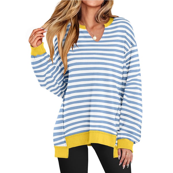 Γυναικείο oversized φούτερ με V λαιμόκοψη και μακριά μανίκια, ελαφρύ πουλόβερ