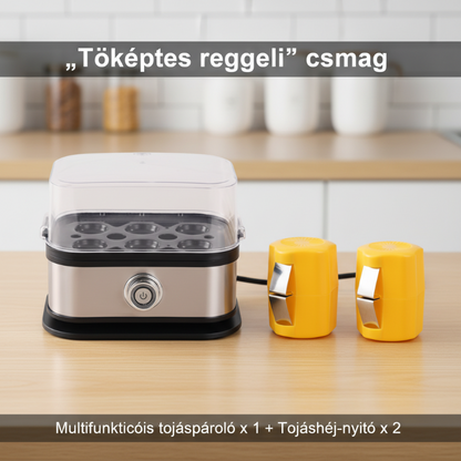 🔥 2025-ÖS NAGY AKCIÓ 50% KEDVEZMÉNY 🎉👩‍🍳 Multifunkciós tojáspároló átlátszó fedéllel 🥚💕