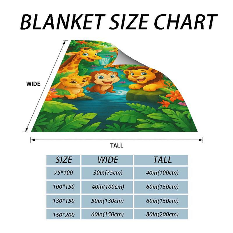 🎁Utolsó 50 szett elérhető 📿Ingyenes rózsa nyaklánc  Plüss flanel takaró rajzfilm dzsungel mintával