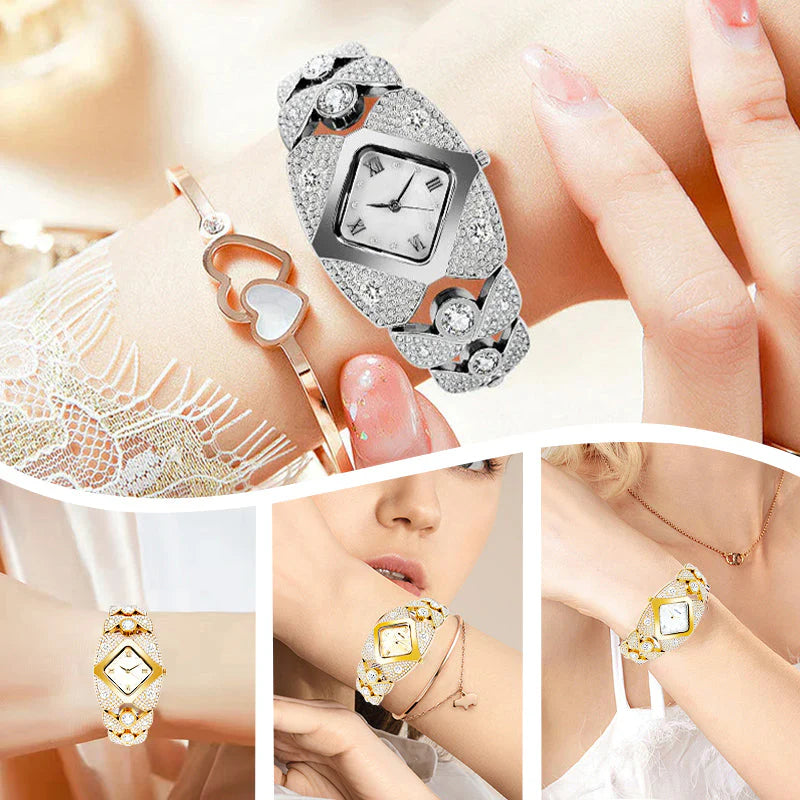 💎Γυναικείο Ρετρό Ρολόι Quartz με Λαμπερά Στρας⌚