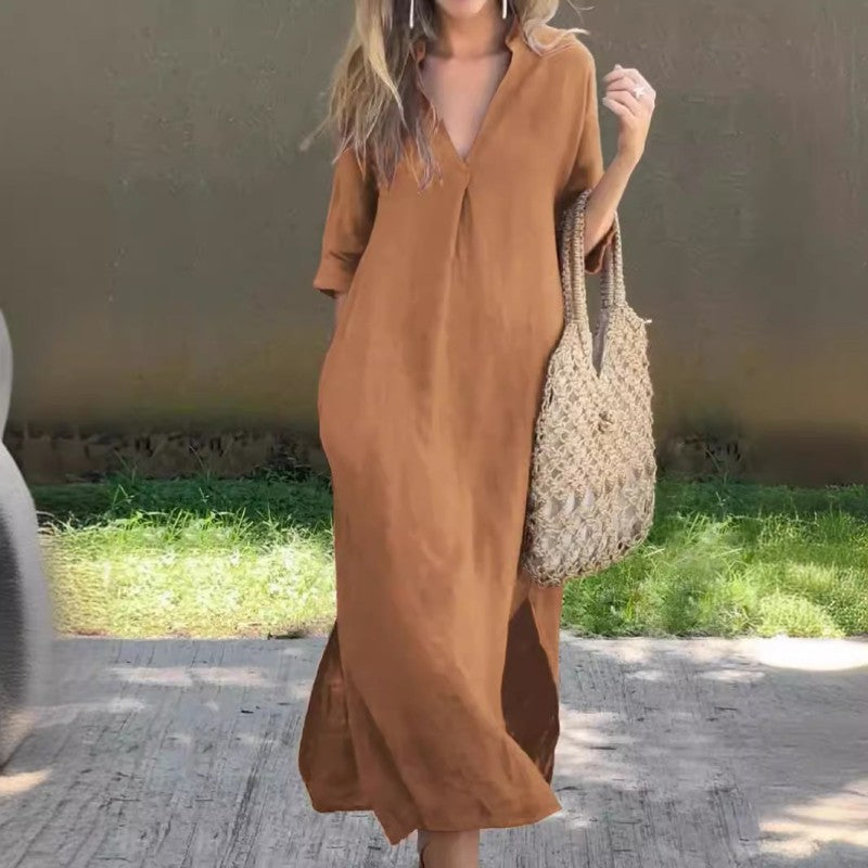 💖 κομψό φόρεμα με λαιμόκοψη V