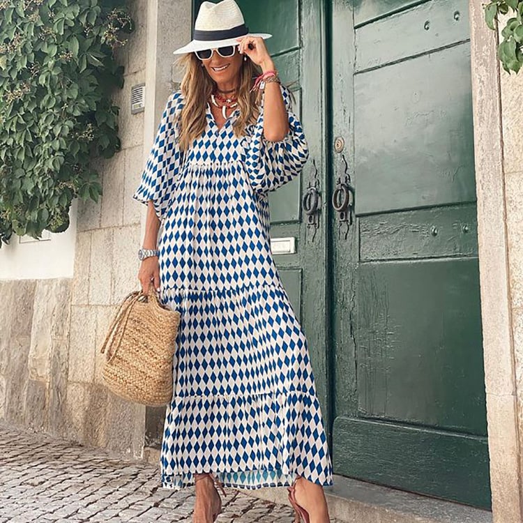 💖 Γυναικεία κομψά flared μανίκι Floral Boho φορέματα