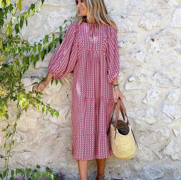 💖 Γυναικεία κομψά flared μανίκι Floral Boho φορέματα
