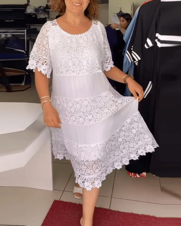 💝 φόρεμα με κοντό μανίκι από δαντέλα👗