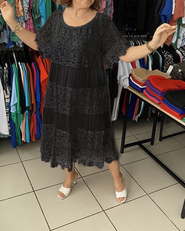 💝 φόρεμα με κοντό μανίκι από δαντέλα👗