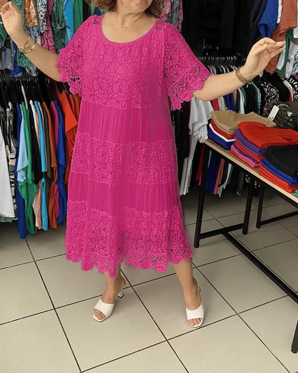 💝 φόρεμα με κοντό μανίκι από δαντέλα👗