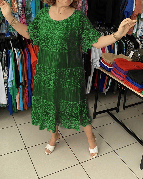 💝 φόρεμα με κοντό μανίκι από δαντέλα👗