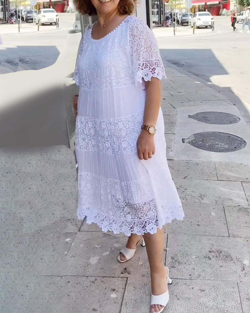 💝 φόρεμα με κοντό μανίκι από δαντέλα👗