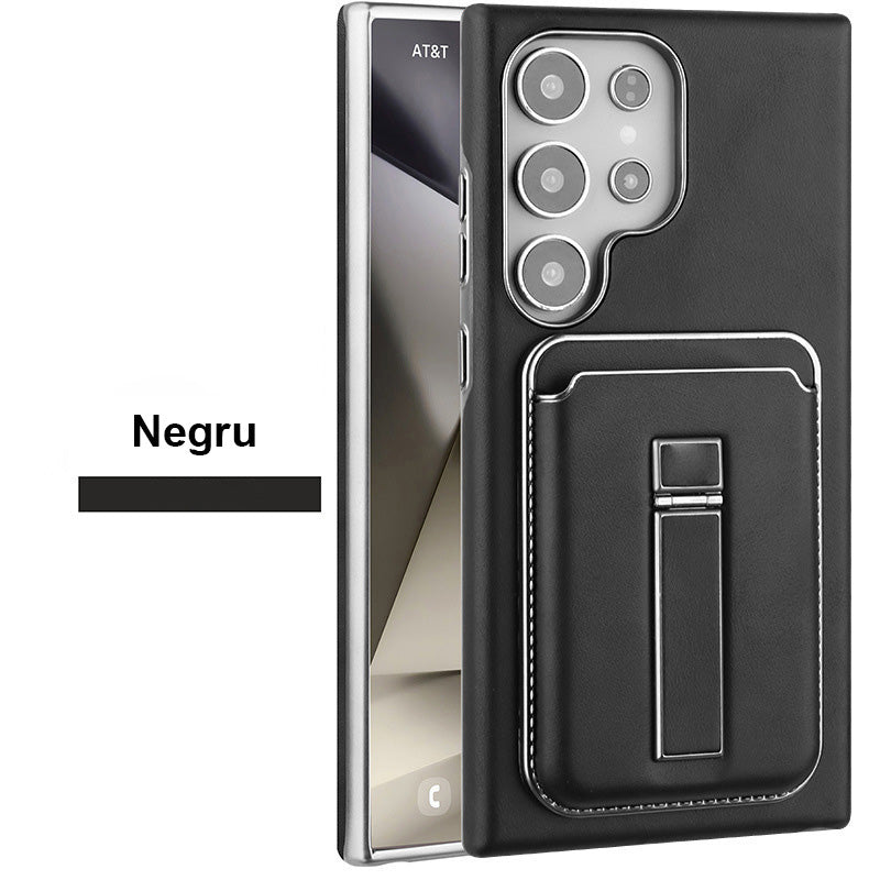 Samsung S23-S25 Γνήσια δερμάτινη θήκη τηλεφώνου Μαγνητική θήκη κάρτας + Κρυφή βάση στήριξης