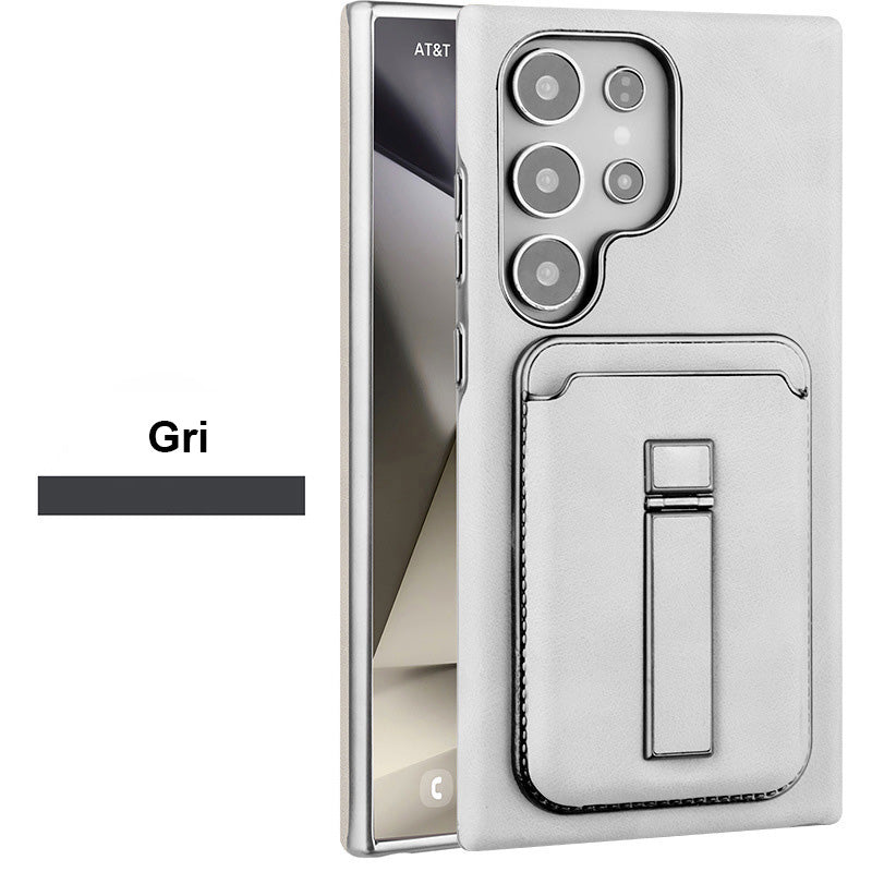 Samsung S23-S25 Γνήσια δερμάτινη θήκη τηλεφώνου Μαγνητική θήκη κάρτας + Κρυφή βάση στήριξης