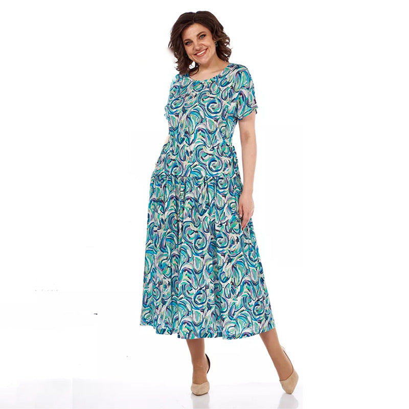 🌸【S-4XL】Καλοκαιρινό ριγέ σιφόν φόρεμα