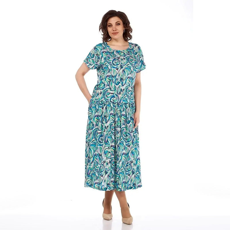 🌸【S-4XL】Καλοκαιρινό ριγέ σιφόν φόρεμα