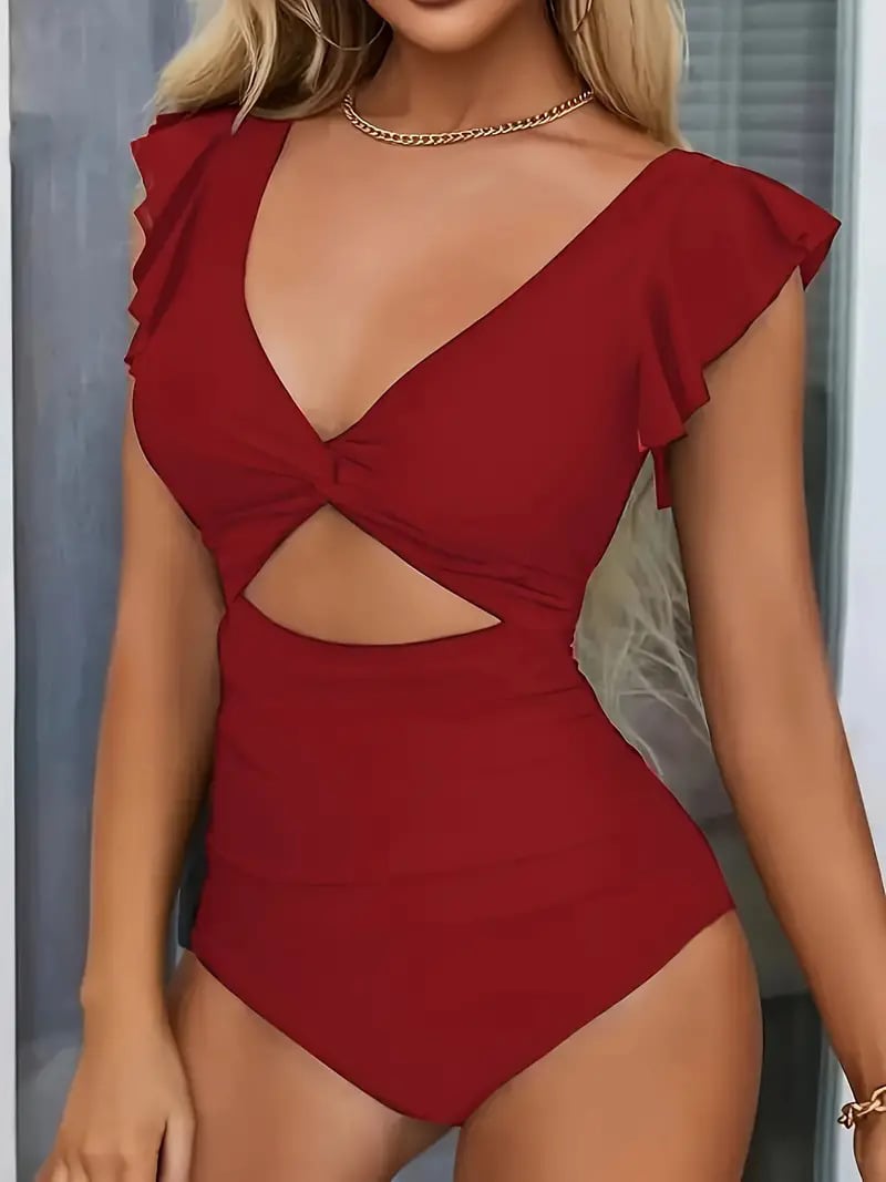 👗Σέξι ολόσωμο μαγιό με βολάν