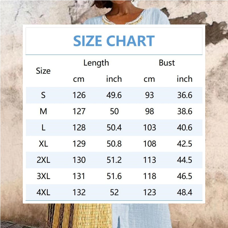 【S-4XL】🌿 Κεντημένα χαλαρά βαμβακερά λινά φορέματα