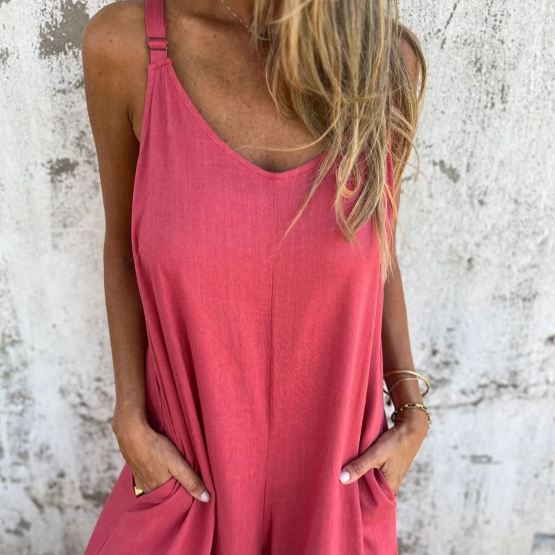 👗 Φαρδιά ολόσωμη φόρμα από βαμβακερό και λινό ύφασμα