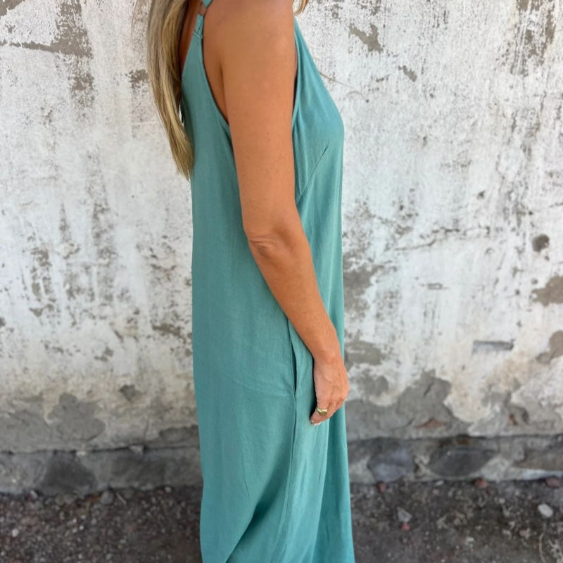 👗 Φαρδιά ολόσωμη φόρμα από βαμβακερό και λινό ύφασμα