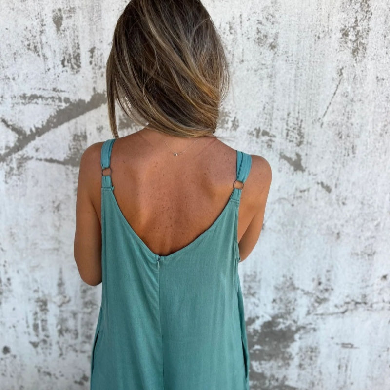 👗 Φαρδιά ολόσωμη φόρμα από βαμβακερό και λινό ύφασμα