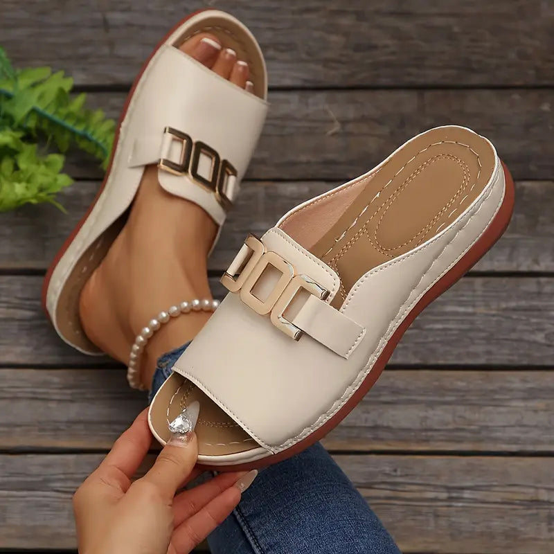 🔥Προώθηση τελευταίας ημέρας 50%OFF 🏖️Artificial Δερμάτινες παντόφλες με ανοιχτή μύτη