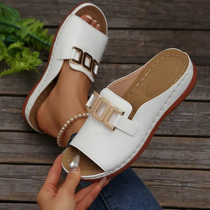 🔥Προώθηση τελευταίας ημέρας 50%OFF 🏖️Artificial Δερμάτινες παντόφλες με ανοιχτή μύτη