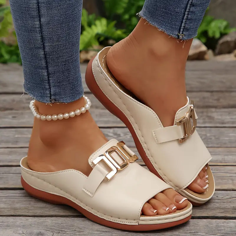 🔥Προώθηση τελευταίας ημέρας 50%OFF 🏖️Artificial Δερμάτινες παντόφλες με ανοιχτή μύτη