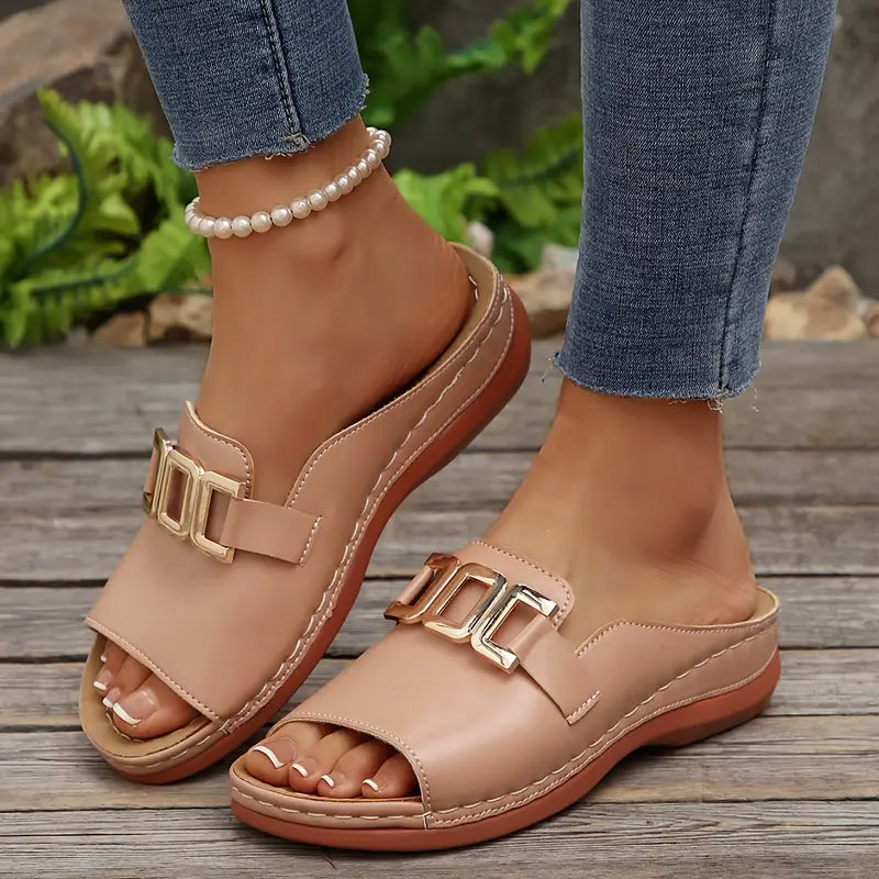 🔥Προώθηση τελευταίας ημέρας 50%OFF 🏖️Artificial Δερμάτινες παντόφλες με ανοιχτή μύτη