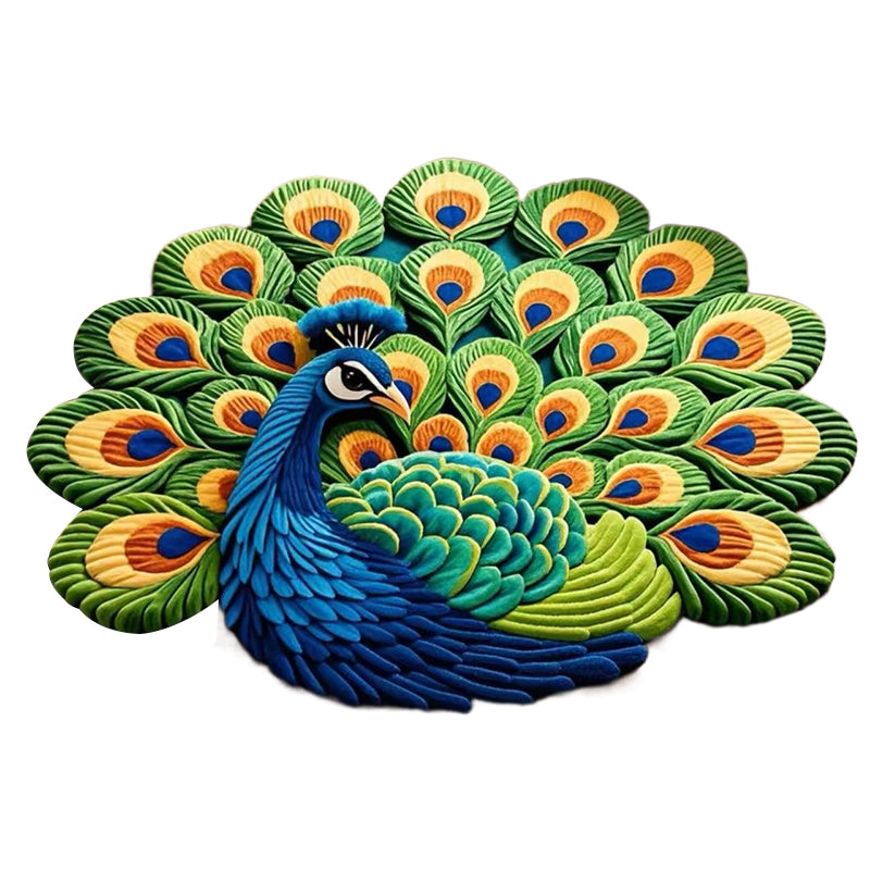 🦚 Αντιολισθητικό χαλάκι ταχείας ξήρανσης με τύπωμα παγωνιού