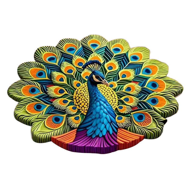 🦚 Αντιολισθητικό χαλάκι ταχείας ξήρανσης με τύπωμα παγωνιού